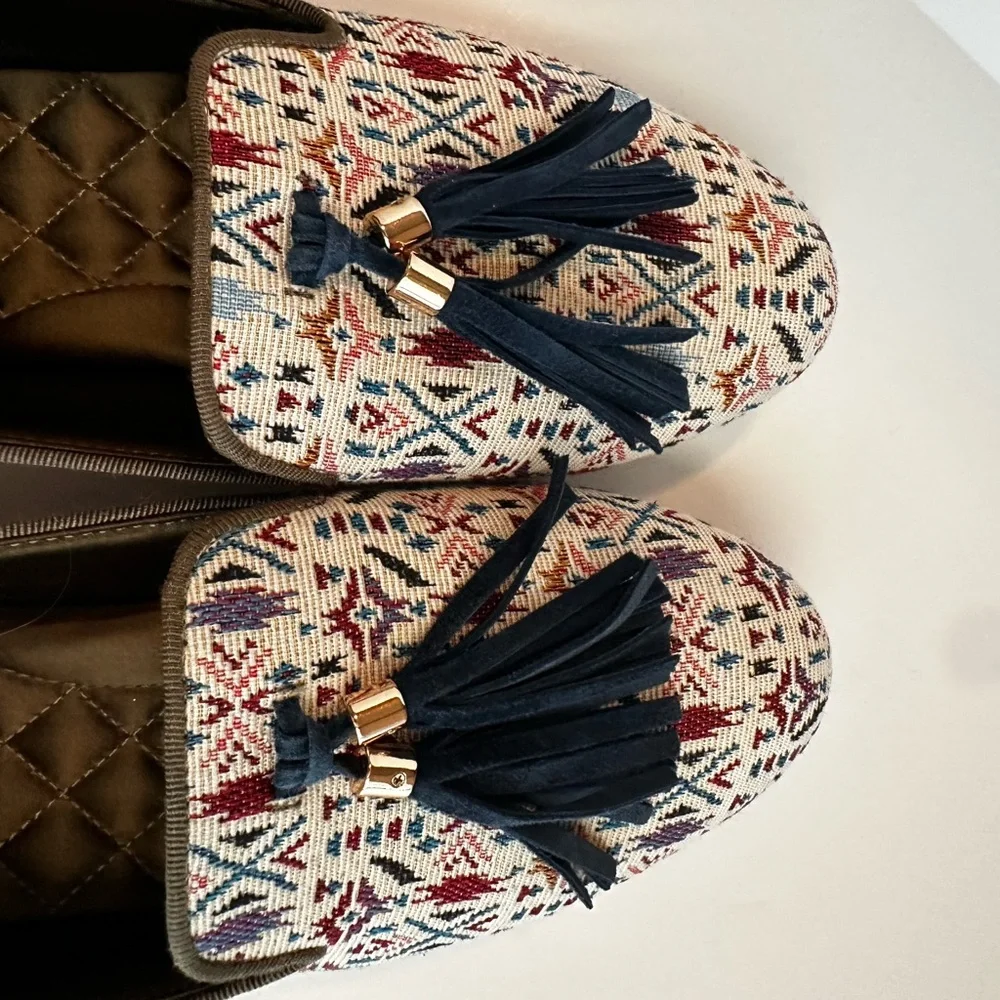 Birdies Women's Starling Loafers Multicolor Patterned Tapestry w/ Tassels size 8 - Picture 6 of 12